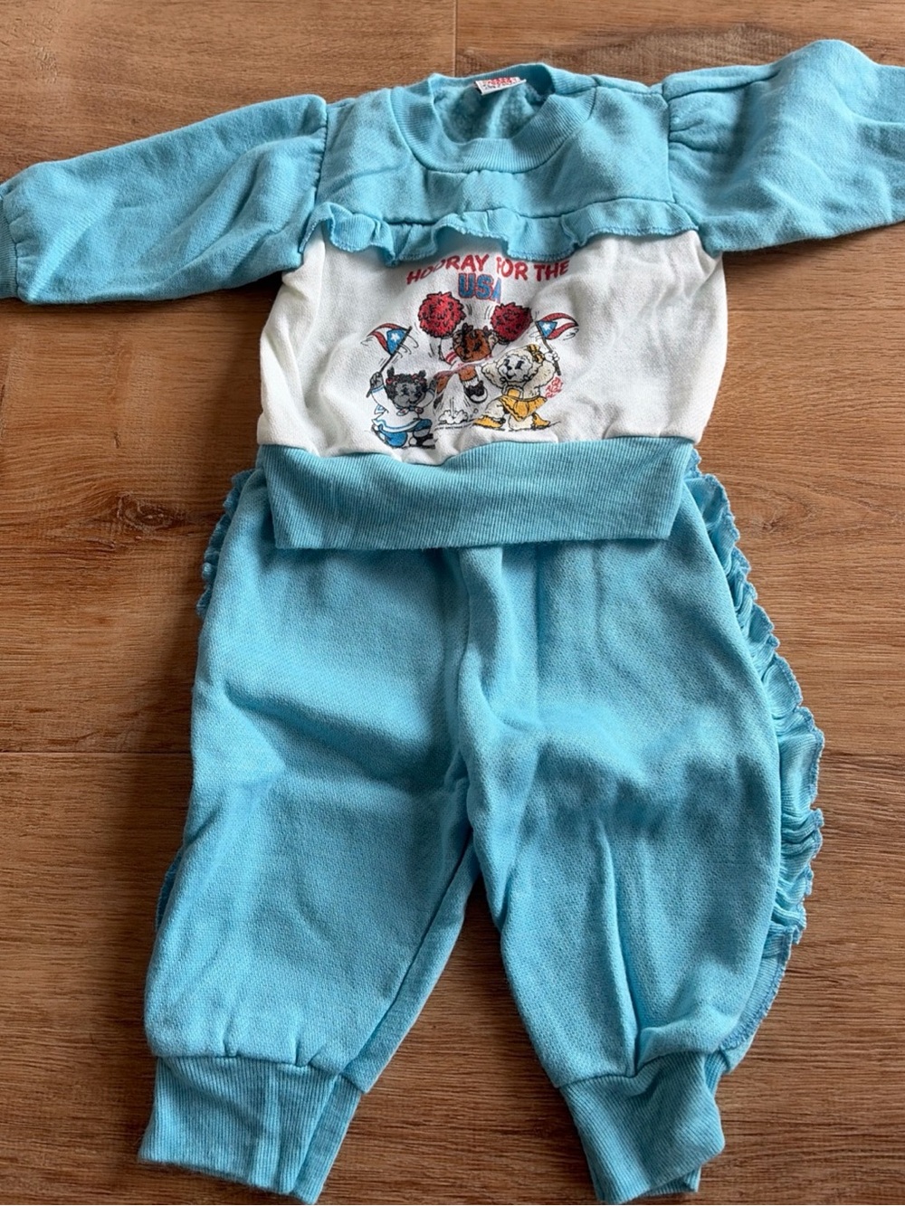 Vintage Get Along Gang Hooray for The USA Infant Sweatsuit 6mo Blue